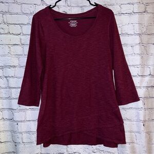 Chico’s The Ultimate Tee Cotton Modal Burgundy Top Size Medium